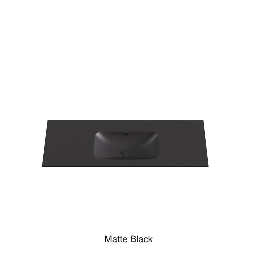 Chasey Solid Surface Stone Basin 12 O'clock Semi Drilled at the back Matte Black 1200mm