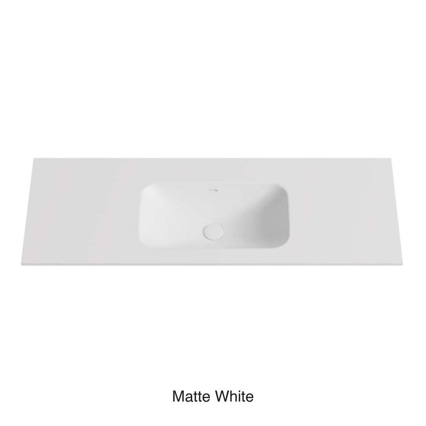 Chasey Solid Surface Stone Basin 12 O'clock Semi Drilled at the back Matte White 1200mm