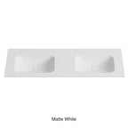 Chasey Solid Surface Stone Basin 12 O'clock Semi Drilled at the back Double Bowl Matte White 1500mm
