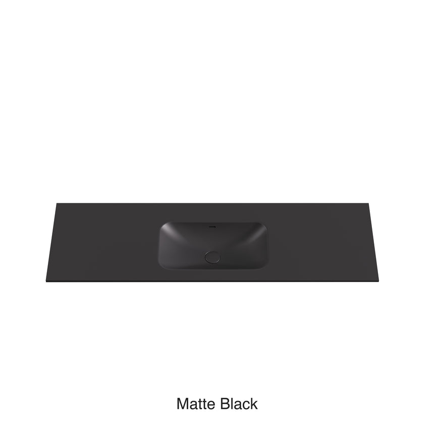 Chasey Solid Surface Stone Basin 12 O'clock Semi Drilled at the back Matte Black 1500mm