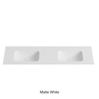Chasey Solid Surface Stone Basin 12 O'clock Semi Drilled at the back Double Bowl Matte White 1800mm
