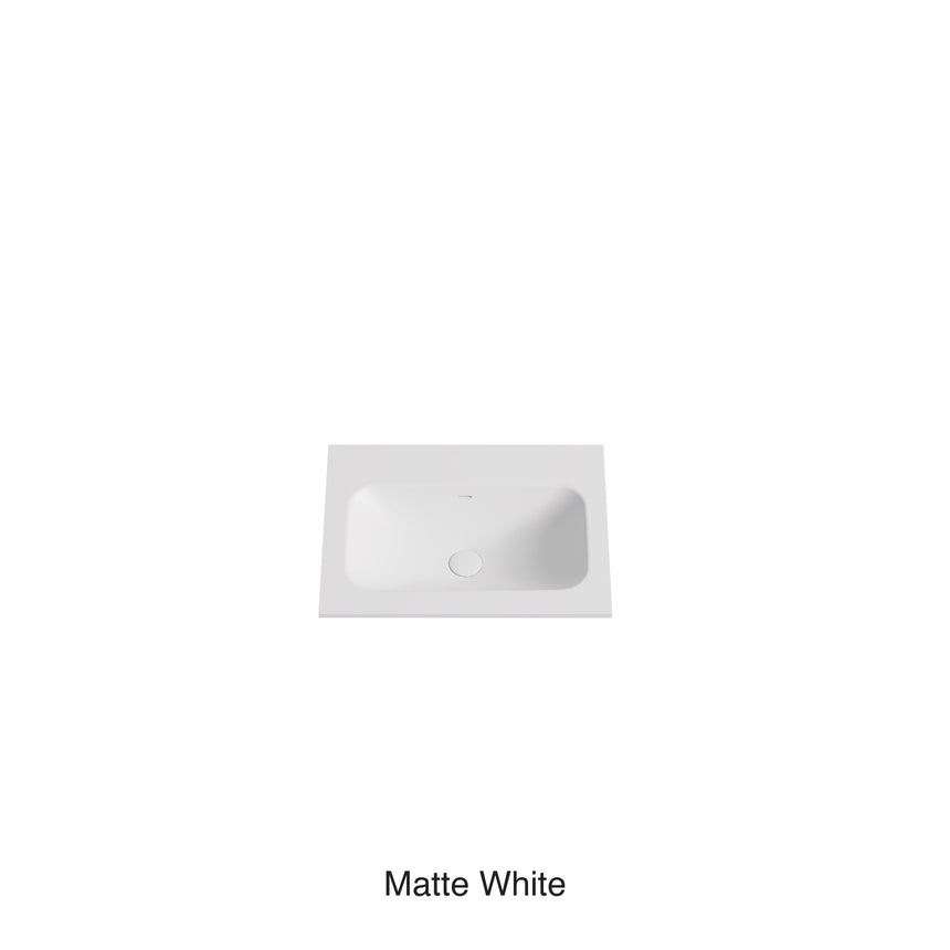 Chasey Solid Surface Stone Basin 12 O'clock Semi Drilled at the back Matte White 600mm