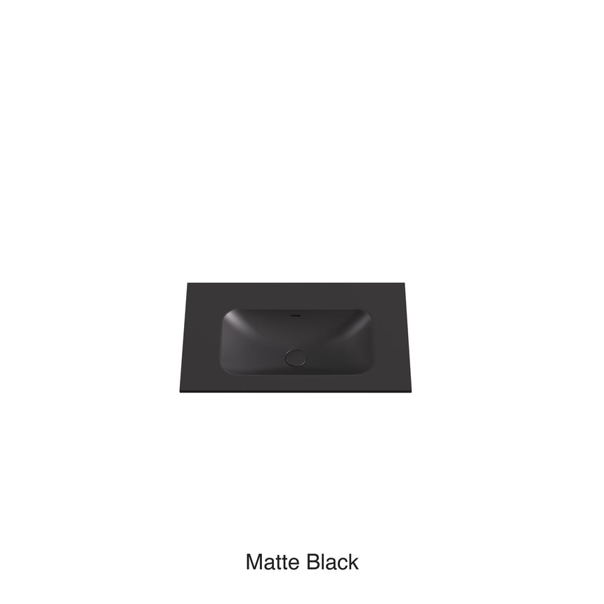 Chasey Solid Surface Stone Basin 12 O'clock Semi Drilled at the back Matte Black 750mm