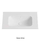 Chasey Solid Surface Stone Basin 12 O'clock Semi Drilled at the back Matte White 750mm