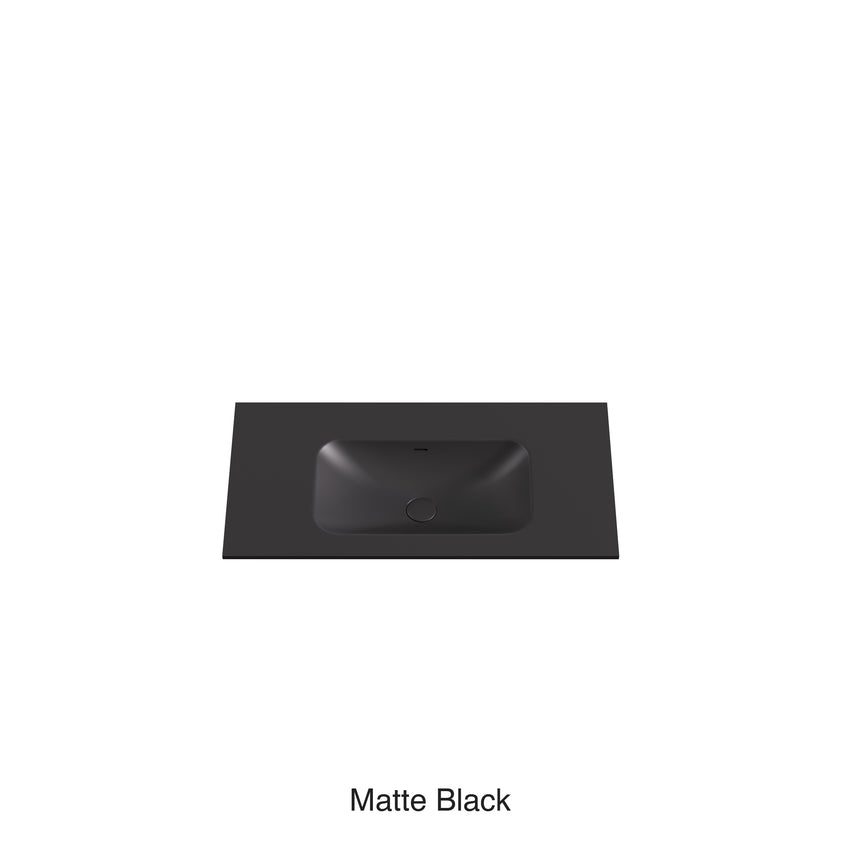Chasey Solid Surface Stone Basin 12 O'clock Semi Drilled at the back Matte Black 900mm