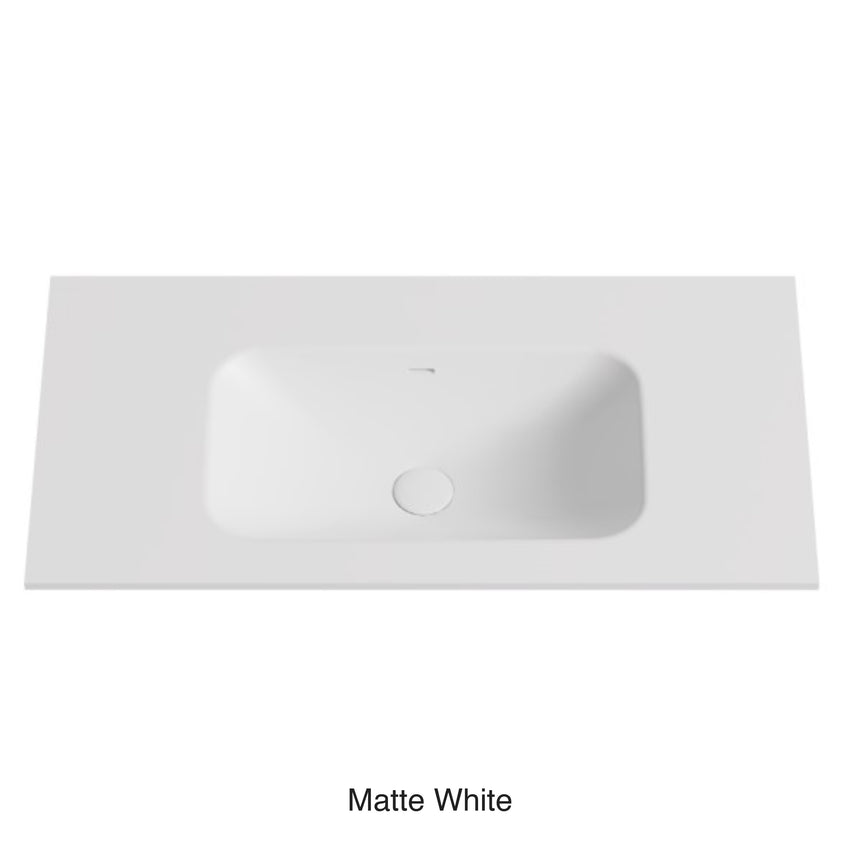 Chasey Solid Surface Stone Basin 12 O'clock Semi Drilled at the back Matte White 900mm