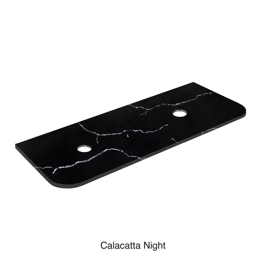 Calacatta Night Curve Solid Surface Stone Top Double Under Counter Basin 1500mm