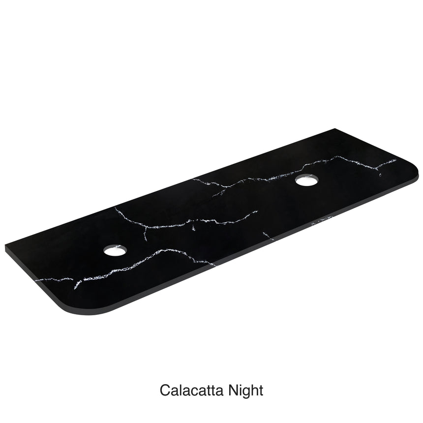 Calacatta Night Curve Solid Surface Stone Top Double Under Counter Basin 1800mm