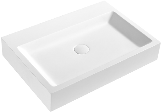 Lukka Crete 900x450mm matte white solid surface wall-hung basin, front angled view showing integrated overflow by Tilemall