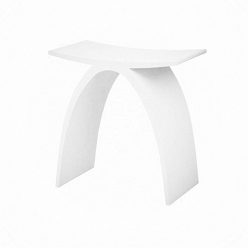 Lukka 420x235mm Perry bath stool 420x235x430mm matt white porcelain by Tilemall, curved base with flat seat