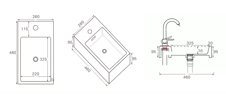 Crete Soild Surface Counter Top for Mini Vanities