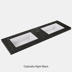 Calacatta Night Black Sintered Stone semless joined with fine ceramic basin Stone thickness 50mm Double Bowl 12 O'clock tap hole 1200mm