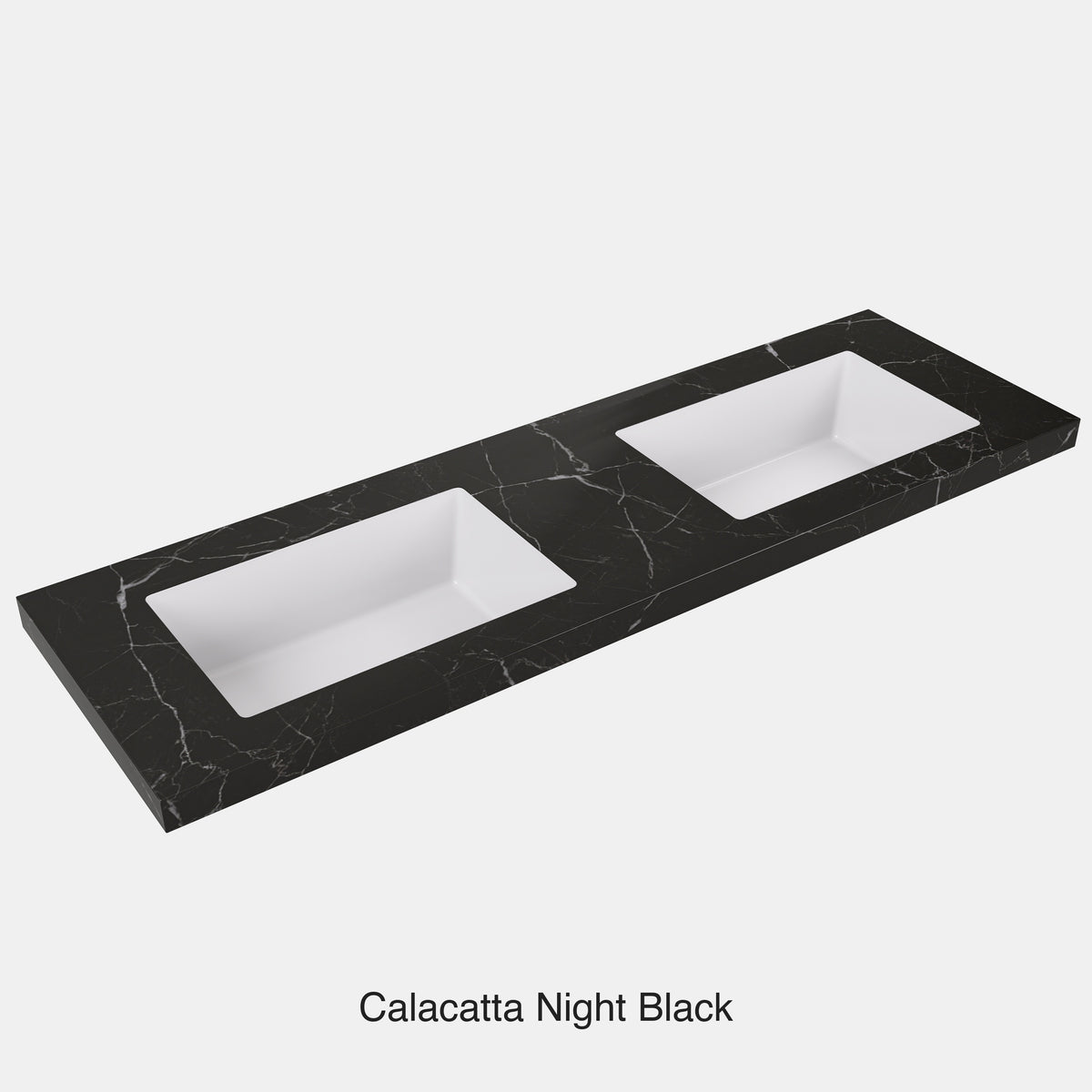 Calacatta Night Black Sintered Stone seamless joined with fine ceramic basin Stone thickness 50mm Double Bowl No tap hole 1200mm