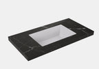 Calacatta Night Black Sintered Stone semless joined with fine ceramic basin Stone thickness 50mm Single Bowl No tap hole 750mm