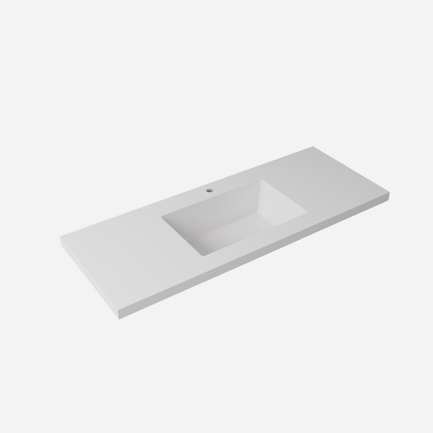 Blanco White Sintered Stone Seamless Joined with Fine Ceramic Basin Stone thickness 40mm Single Bowl 12  O'clock tap hole