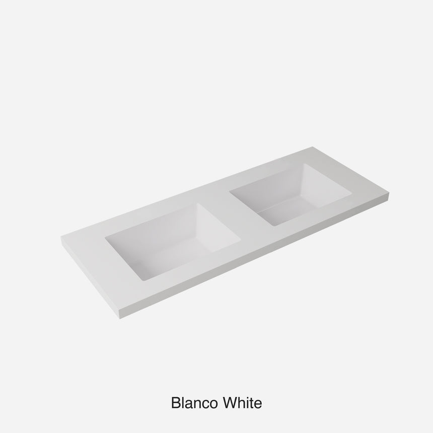 Blanco White Sintered Stone Seamless Joined with Fine Ceramic Basin Stone thickness 40mm Double Bowl No tap hole