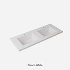 Blanco White Sintered Stone Seamless Joined with Fine Ceramic Basin Stone thickness 40mm Double Bowl 12 O'clock tap hole