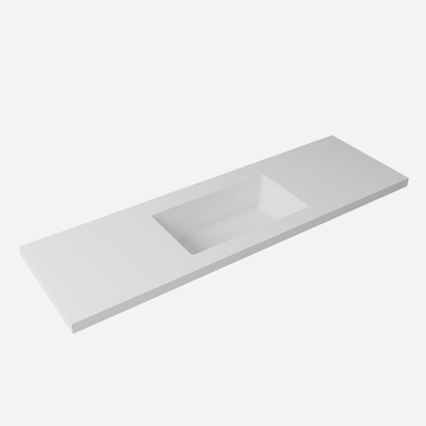 Blanco White Sintered Stone Seamless Joined with Fine Ceramic Basin Stone thickness 40mm Single Bowl No tap hole