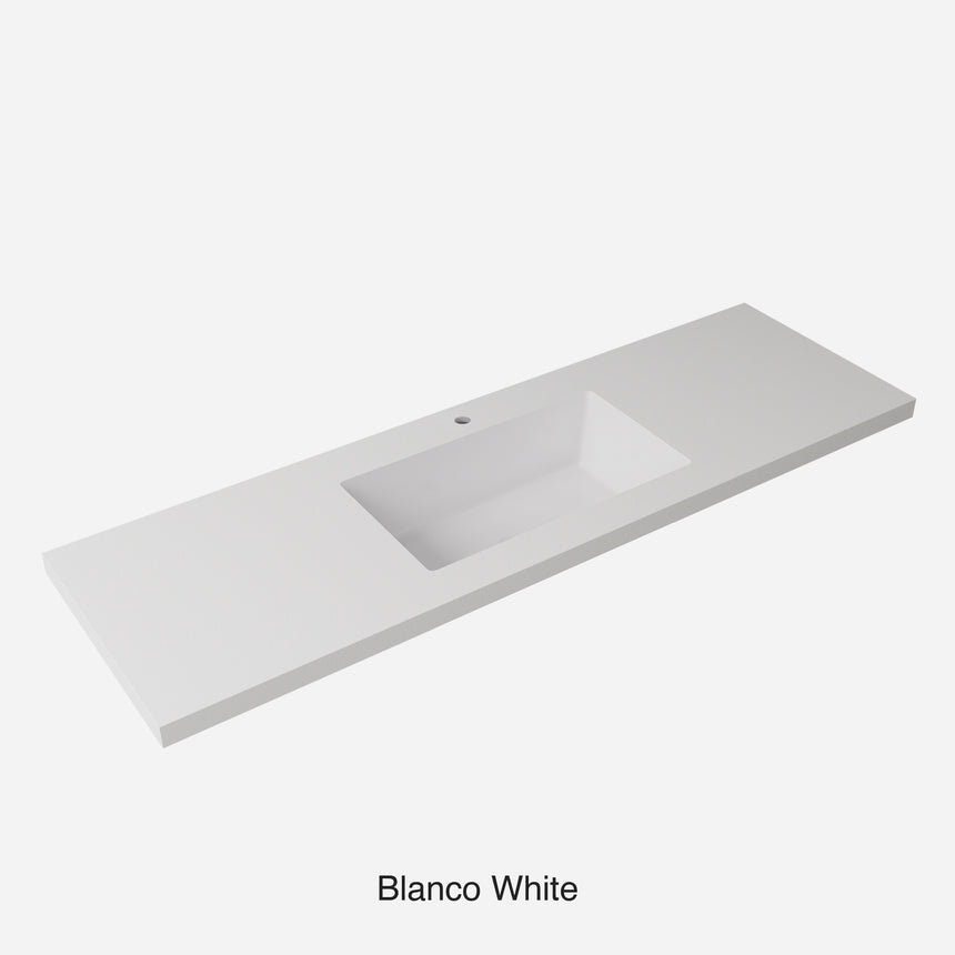 Blanco White Sintered Stone Seamless Joined with Fine Ceramic Basin Stone thickness 40mm Single Bowl 12  O'clock tap hole