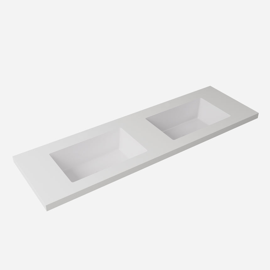 Blanco White Sintered Stone Seamless Joined with Fine Ceramic Basin Stone thickness 40mm Single Bowl 12  O'clock tap hole