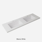 Blanco White Sintered Stone Seamless Joined with Fine Ceramic Basin Stone thickness 40mm Double Bowl 12 O'clock tap hole