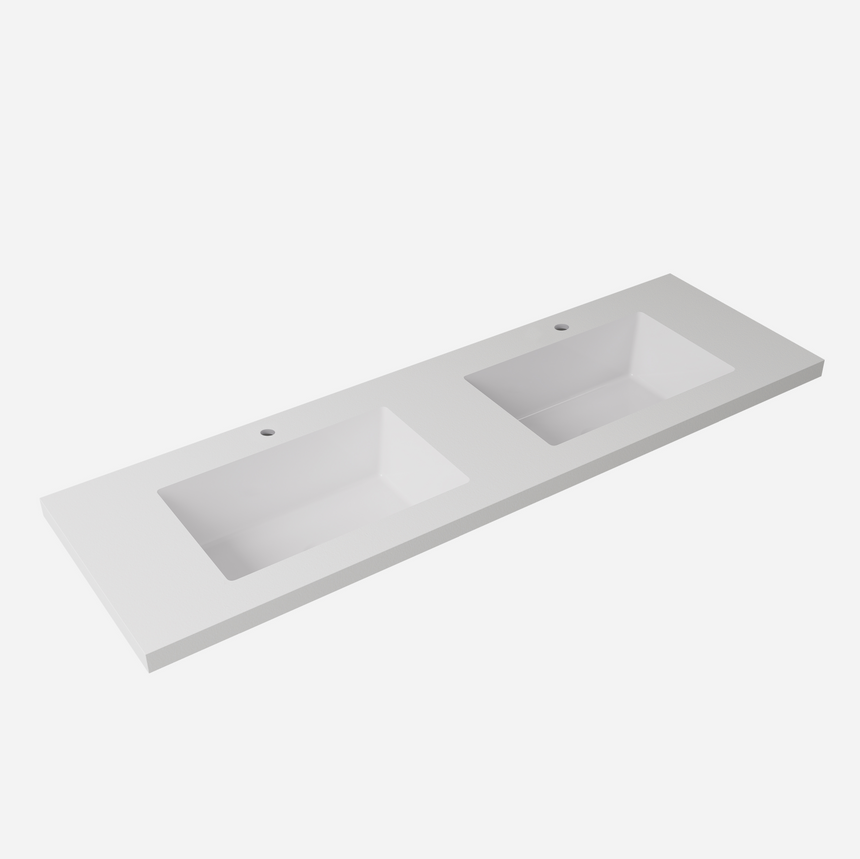 Blanco White Sintered Stone Seamless Joined with Fine Ceramic Basin Stone thickness 40mm Single Bowl 12  O'clock tap hole