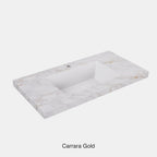 Carrara Gold Sintered Stone semless joined with fine ceramic basin Stone thickness 50mm Single Bowl 12 O'clock tap hole 1200mm