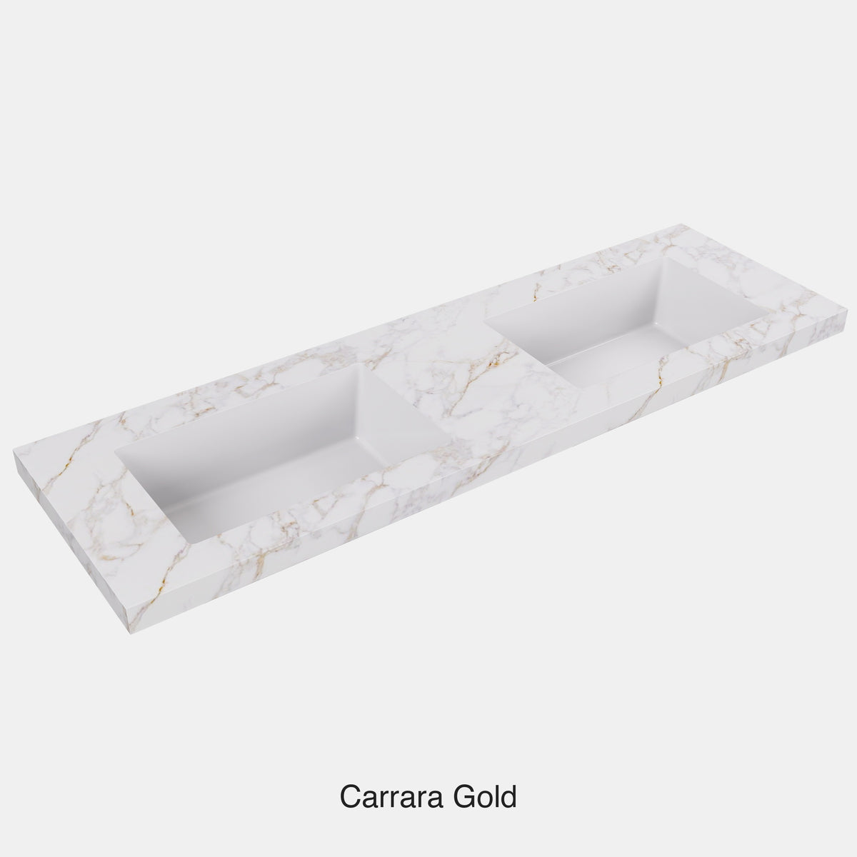 Carrara Gold Sintered Stone seamless joined with fine ceramic basin Stone thickness 50mm Double Bowl No tap hole 1500mm