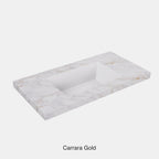 Carrara Gold Sintered Stone semless joined with fine ceramic basin Stone thickness 50mm Single Bowl No tap hole 600mm