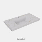 Carrara Gold Sintered Stone semless joined with fine ceramic basin Stone thickness 50mm Single Bowl 12 O'clock tap hole 600mm