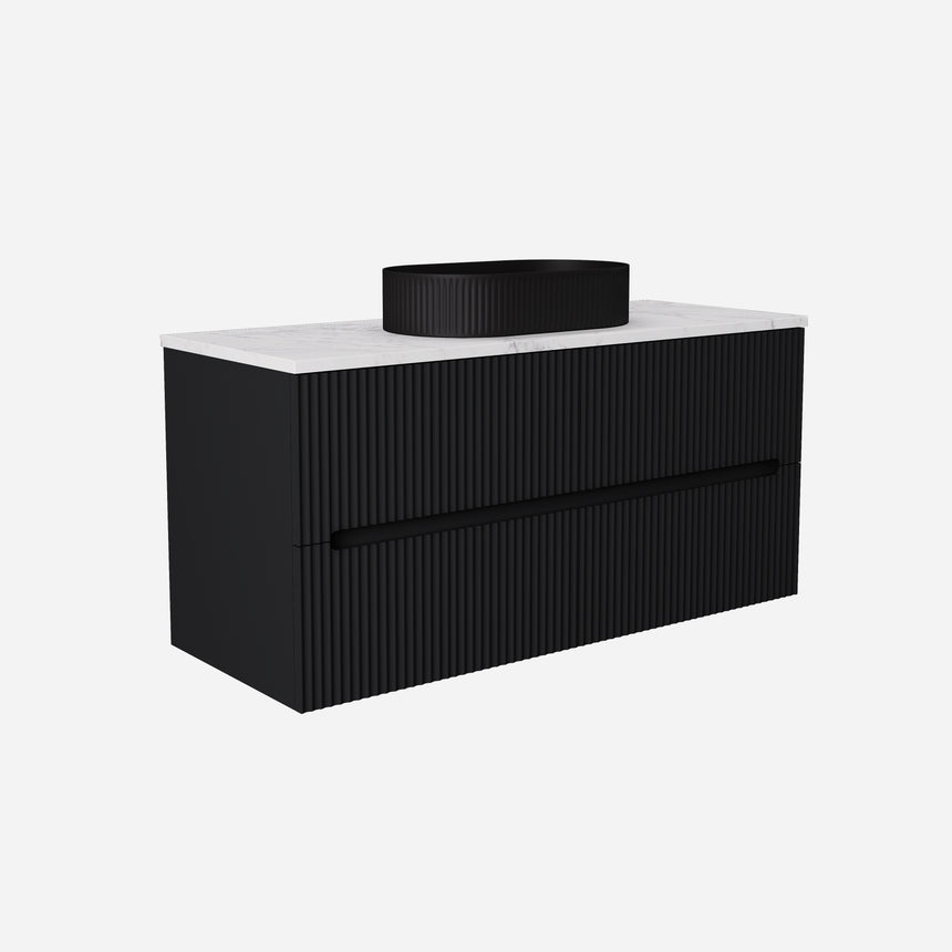 Cabarita Modern Wall Hung Cabinet Matte Black