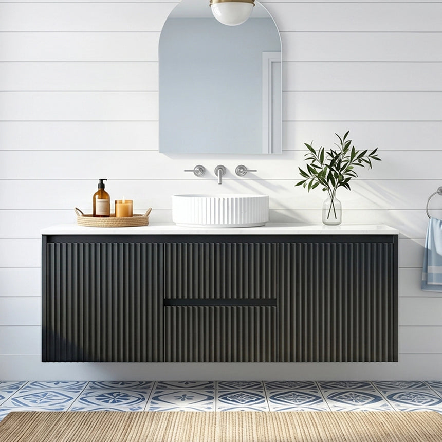 Crete Modern Wall Hung Cabinet Matte Black