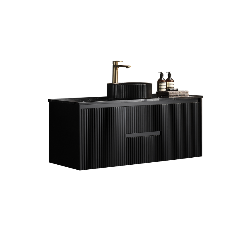 Crete Modern Wall Hung Cabinet Matte Black