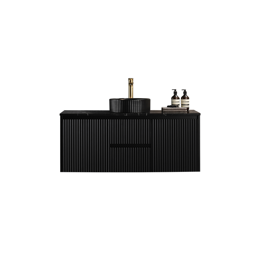 Crete Modern Wall Hung Cabinet Matte Black