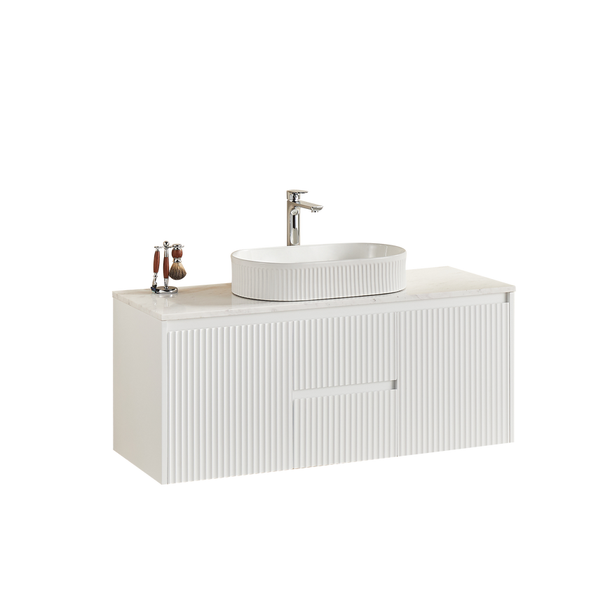 Crete Modern Matte White wall hung cabinet – 1200mm / Middle Drawer – product view 2