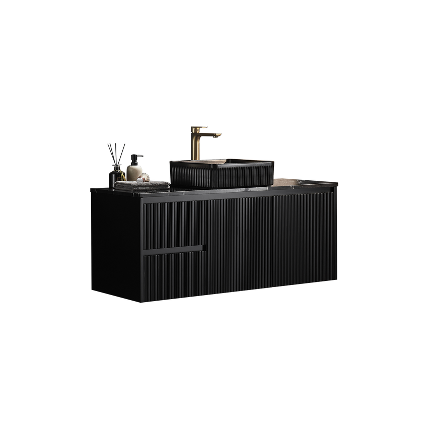 Crete Modern Wall Hung Cabinet Matte Black