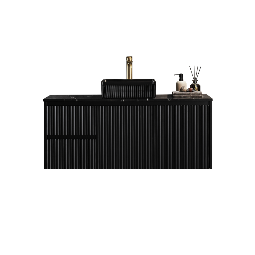 Crete Modern Wall Hung Cabinet Matte Black