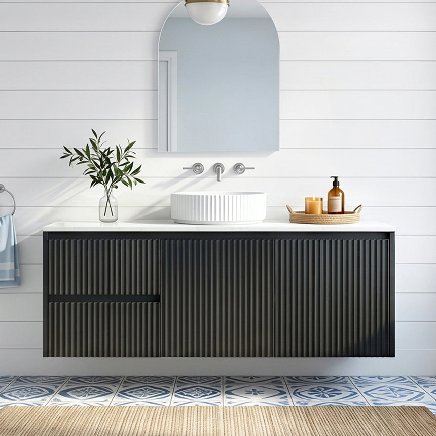 Crete Modern Wall Hung Cabinet Matte Black