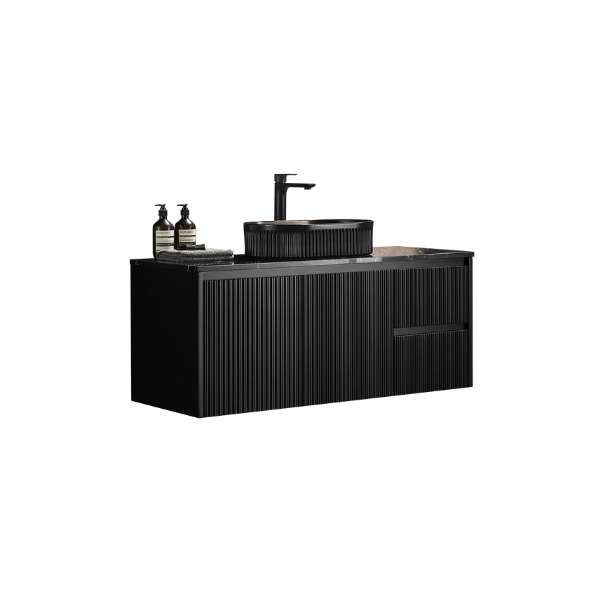 Crete Modern Wall Hung Cabinet Matte Black