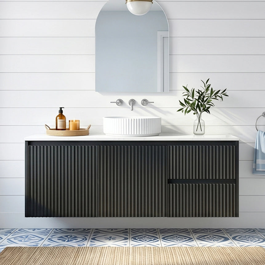 Crete Modern Wall Hung Cabinet Matte Black