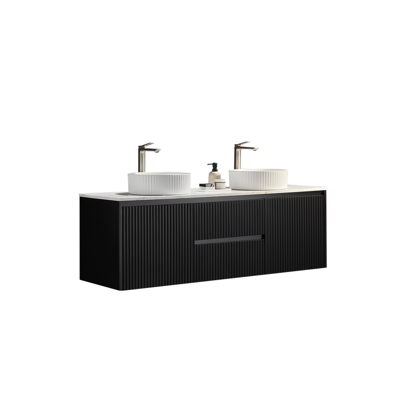 Crete Modern Wall Hung Cabinet Matte Black