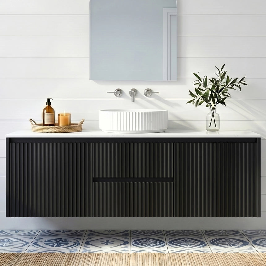 Crete Modern Wall Hung Cabinet Matte Black