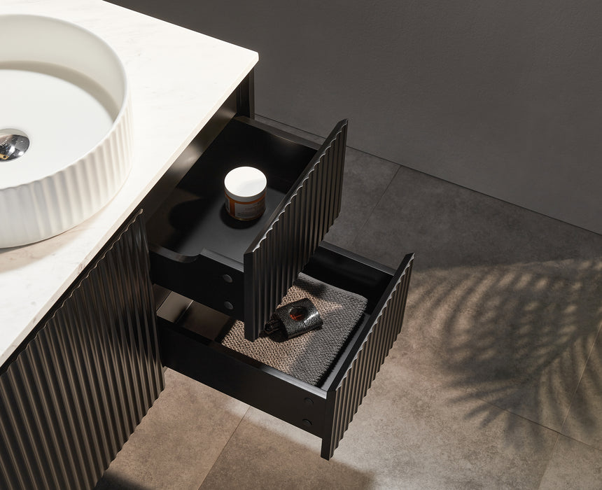 Crete Modern Wall Hung Cabinet Matte Black