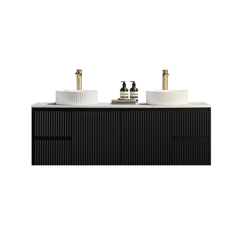 Crete Modern Wall Hung Cabinet Matte Black
