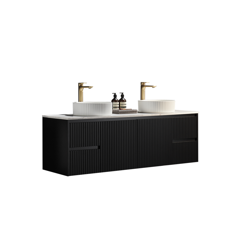 Crete Modern Wall Hung Cabinet Matte Black
