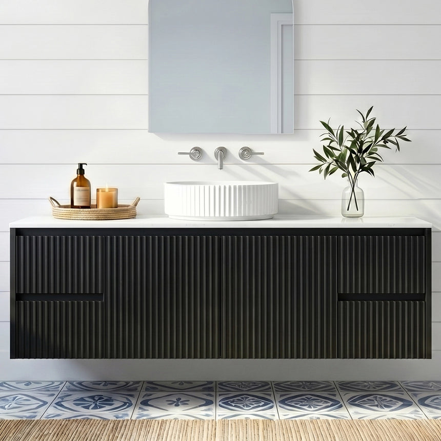 Crete Modern Wall Hung Cabinet Matte Black