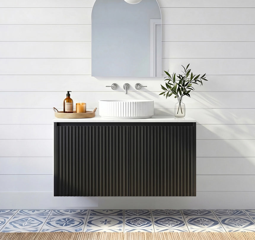 Crete Modern Wall Hung Cabinet Matte Black