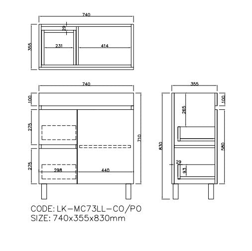 Camden Modern Free Standing Ensuite Cabinet Prime Oak