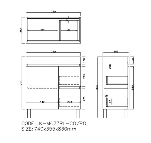 Camden Modern Free Standing Ensuite Cabinet Coastal Oak