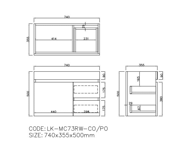 Camden Modern Wall Hung Ensuite Cabinet Coastal Oak